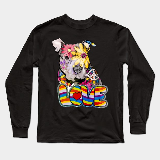 Peace love and pitbulls Long Sleeve T-Shirt by PrettyPittieShop